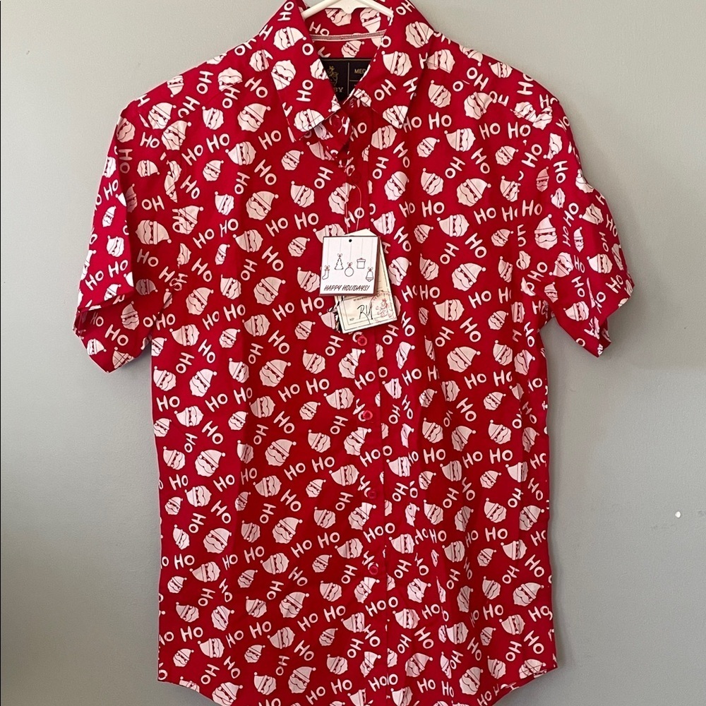 Red Christmas Pattern Men's Shirt medium new